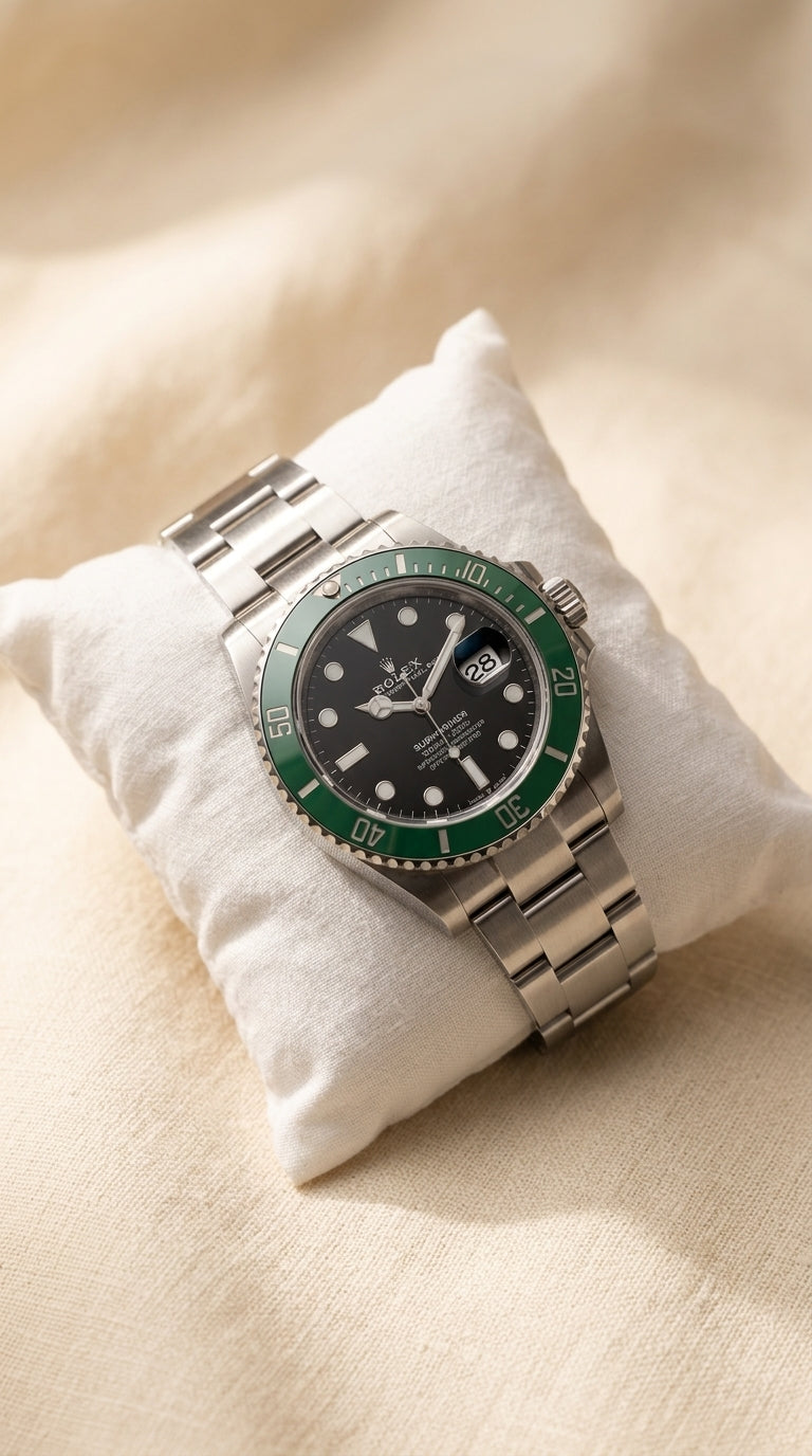 Luxury Green Bezel Black Dial Stainless Steel Men's Diver Watch