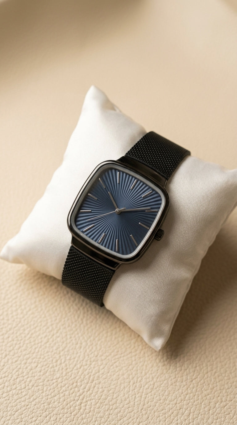 Luxury Rado Style Slim Cushion Case Blue Dial Unisex Watch