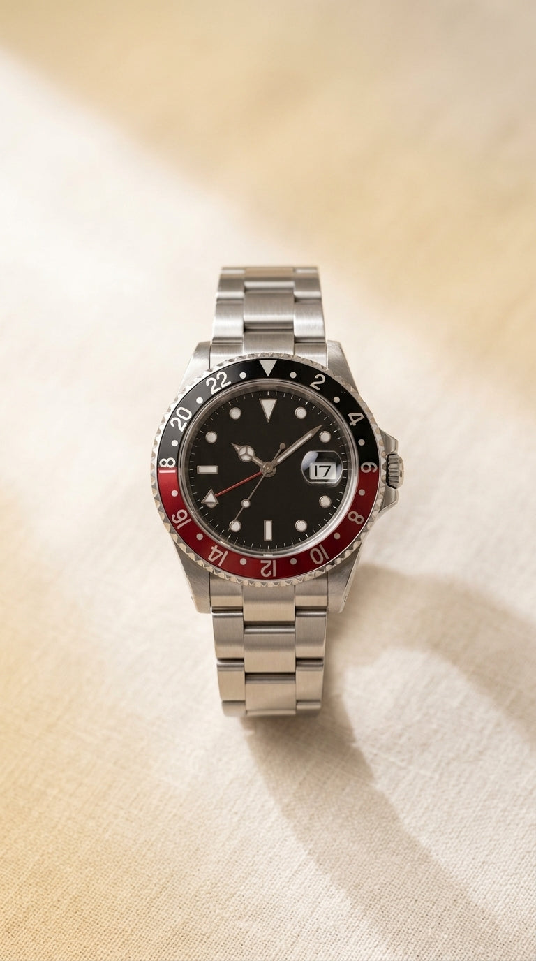 Luxury GMT Pepsi Red & Blue Bezel Stainless Steel Men's Watch