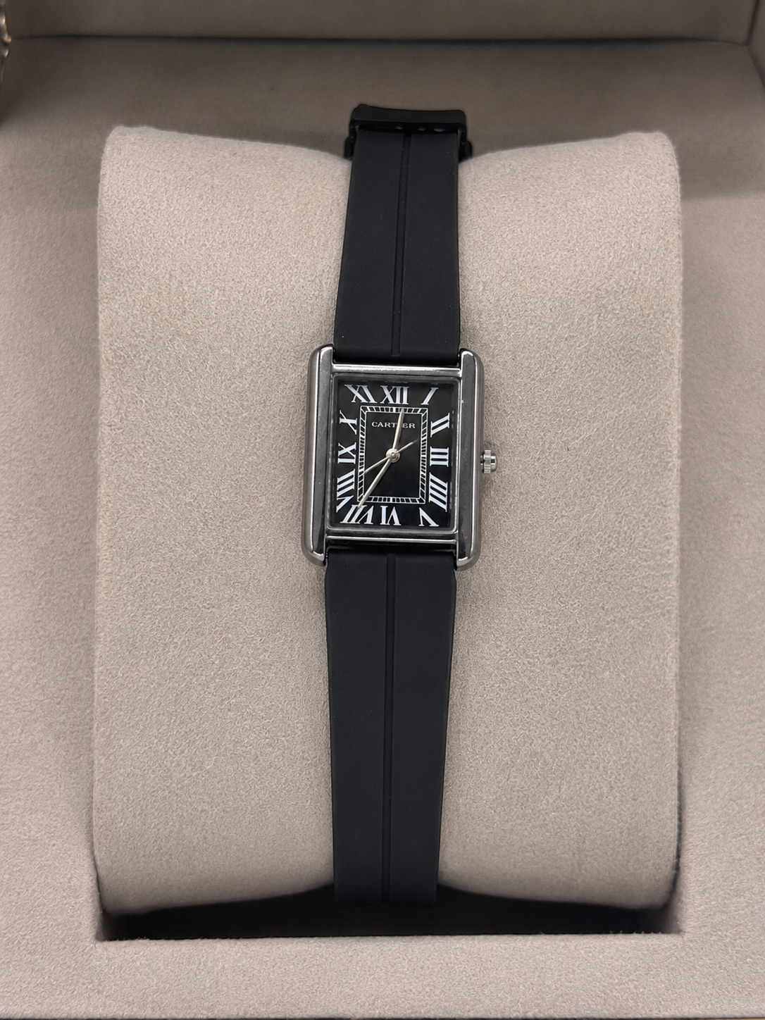 Premium Roman Dial Square Watch with Navy Silicone Strap|Primefinds.pk|WATCHES