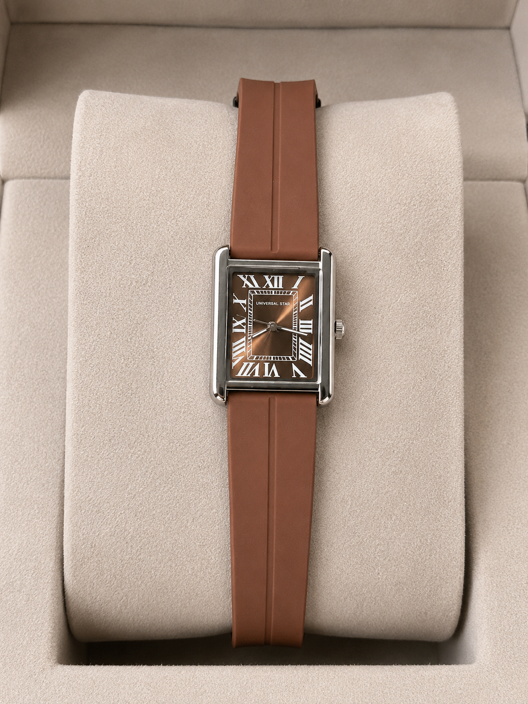 Premium Roman Dial Square Watch with Navy Silicone Strap|Primefinds.pk|WATCHES