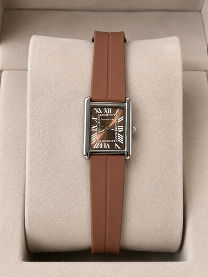 Premium Roman Dial Square Watch with Navy Silicone Strap|Primefinds.pk|WATCHES