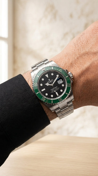 Luxury Green Bezel Black Dial Stainless Steel Men's Diver Watch