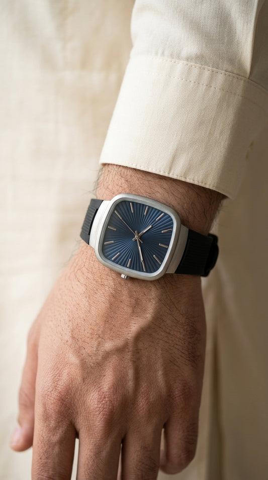 Luxury Rado Style Slim Cushion Case Royal Blue Dial Unisex Watch