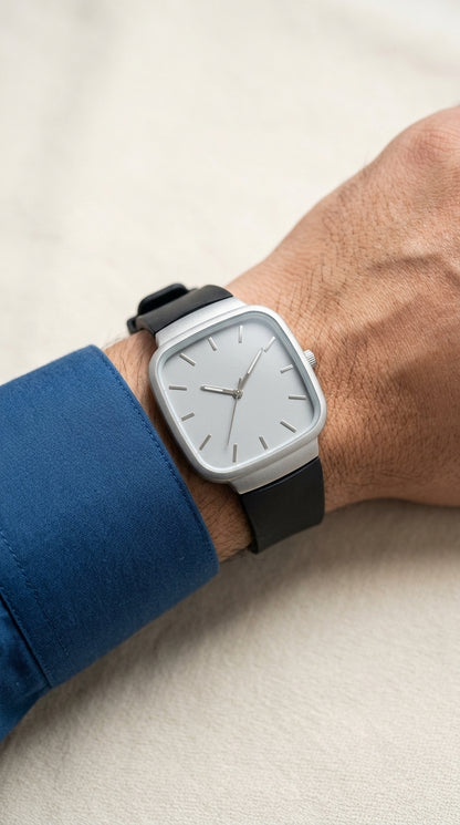 Luxury Rado Style Slim Cushion Case Silver Dial Unisex Watch
