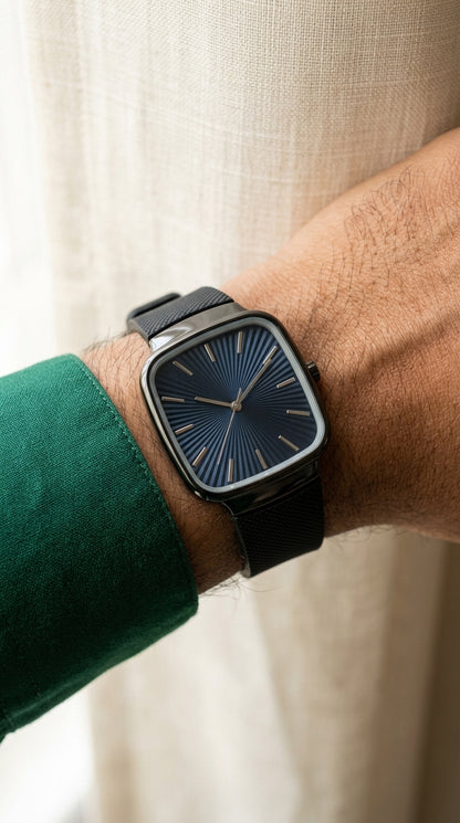 Luxury Rado Style Slim Cushion Case Blue Dial Unisex Watch