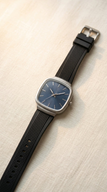 Luxury Rado Style Slim Cushion Case Royal Blue Dial Unisex Watch
