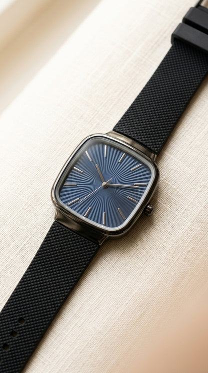 Luxury Rado Style Slim Cushion Case Blue Dial Unisex Watch