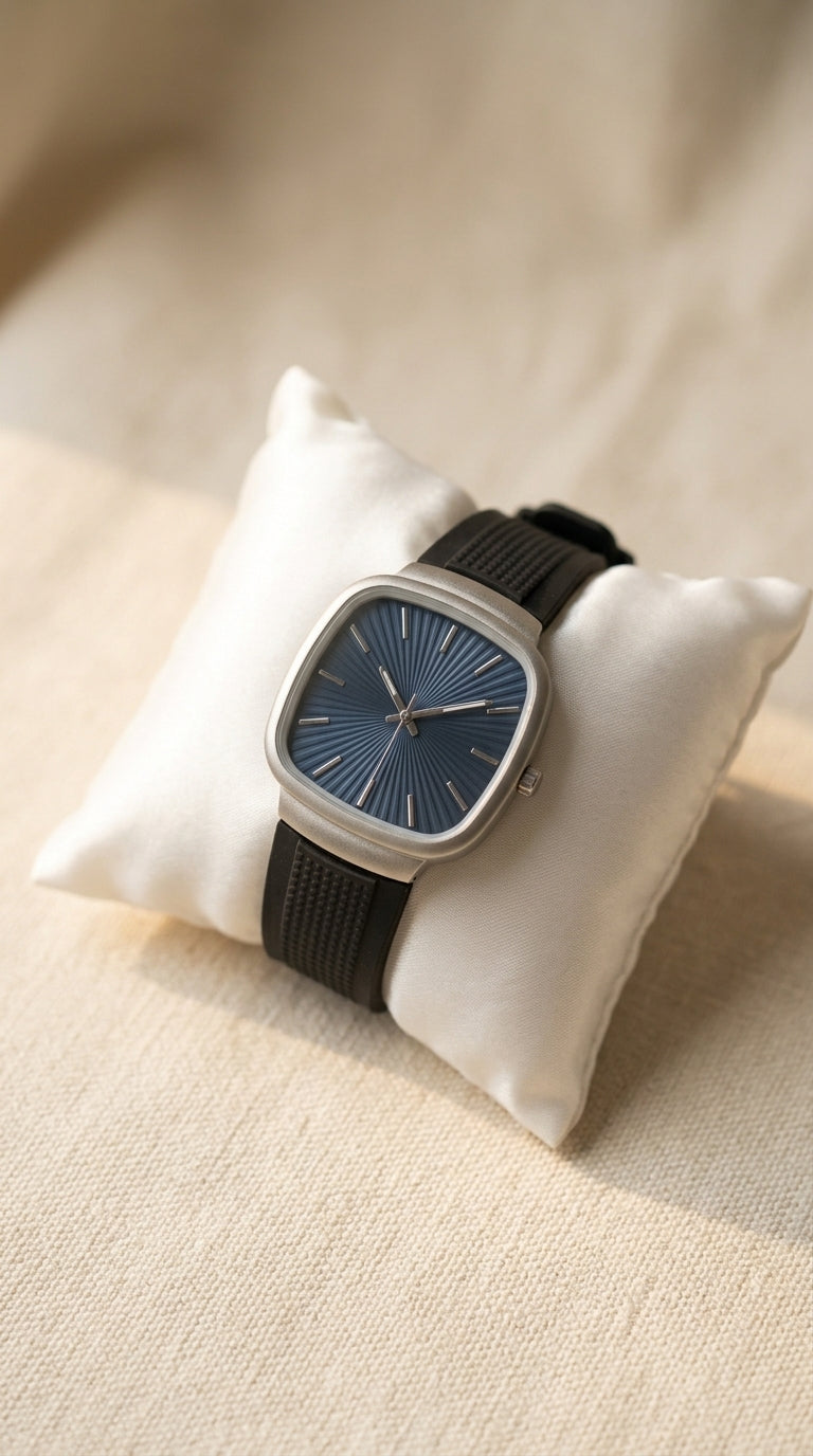 Luxury Rado Style Slim Cushion Case Royal Blue Dial Unisex Watch