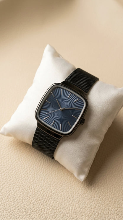 Luxury Rado Style Slim Cushion Case Blue Dial Unisex Watch