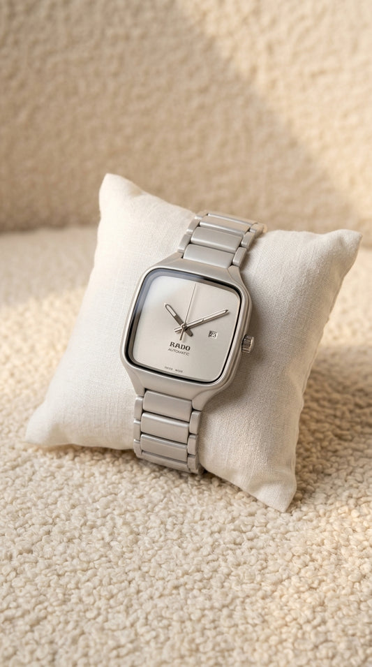 Modern Square Silver Stainless Steel Link Bracelet Men's Watch